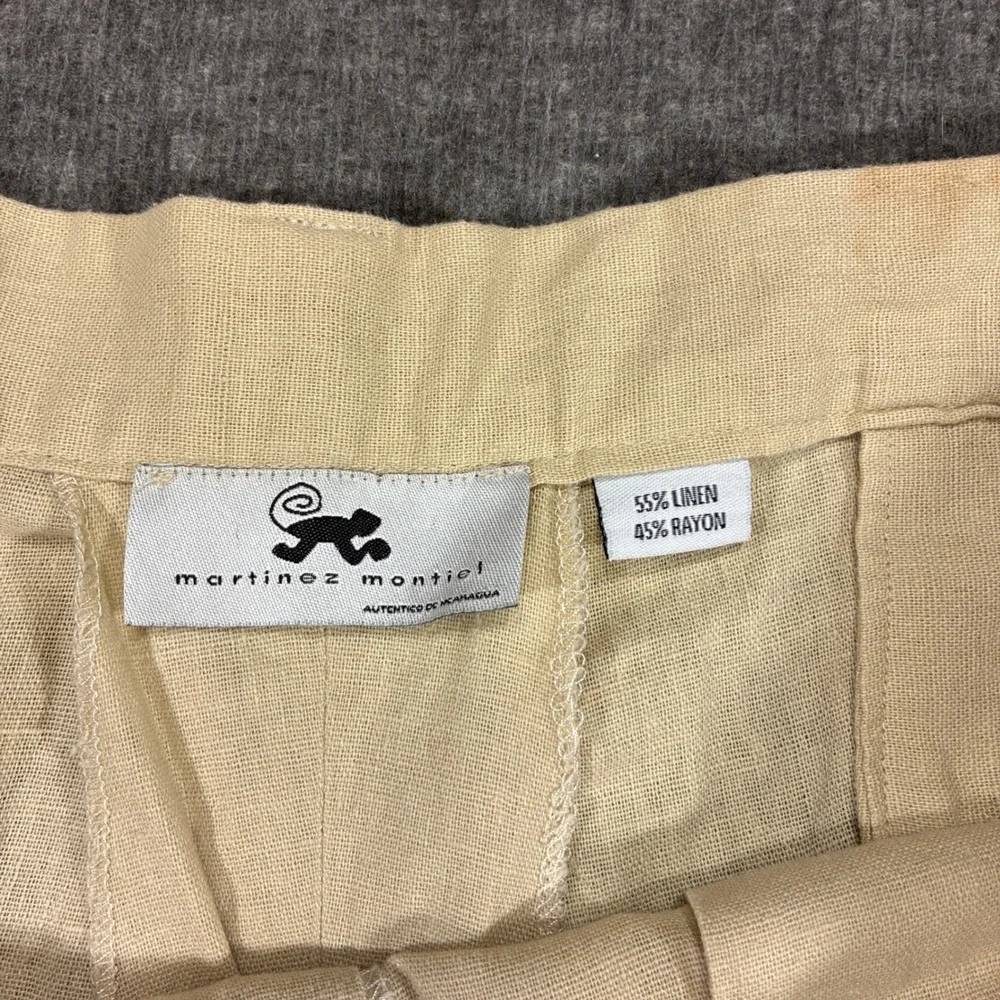 Martinez Montiel Linen‎ Blend Pants Mens 42x31 Tan Relaxed Fit Summer Beach